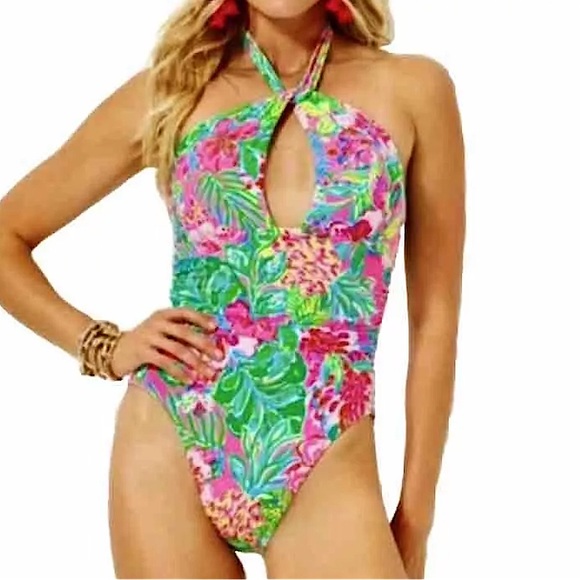 Lilly Pulitzer Other - NWT Lilly Pulitzer Ledger Journey To Jungle Floral Halter One Piece Swimsuit